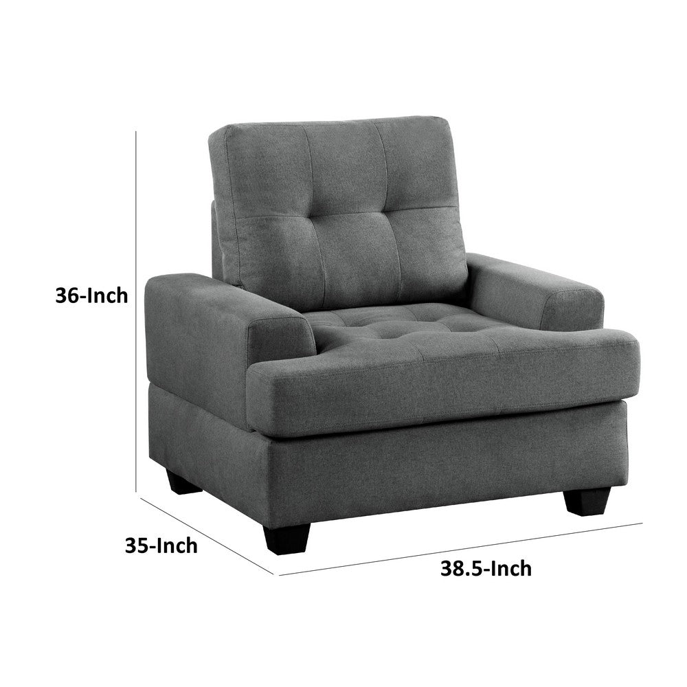 Stan Accent Armchair, 39 Inch, Gray Fabric, Black Tapered Wood Legs -BM336254