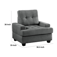 Stan Accent Armchair, 39 Inch, Gray Fabric, Black Tapered Wood Legs -BM336254