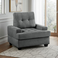 Stan Accent Armchair, 39 Inch, Gray Fabric, Black Tapered Wood Legs -BM336254
