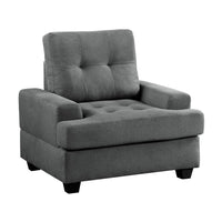 Stan Accent Armchair, 39 Inch, Gray Fabric, Black Tapered Wood Legs -BM336254