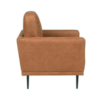 Coxi Accent Chair, Soft Brown Microfiber, 34 Inch, Black Metal Legs -BM336256