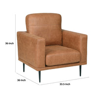 Coxi Accent Chair, Soft Brown Microfiber, 34 Inch, Black Metal Legs -BM336256
