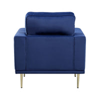 Voxo Sofa Armchair, Blue Velvet Padded Seat, Gold Metal Legs, 34 Inch -BM336259