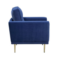 Voxo Sofa Armchair, Blue Velvet Padded Seat, Gold Metal Legs, 34 Inch -BM336259
