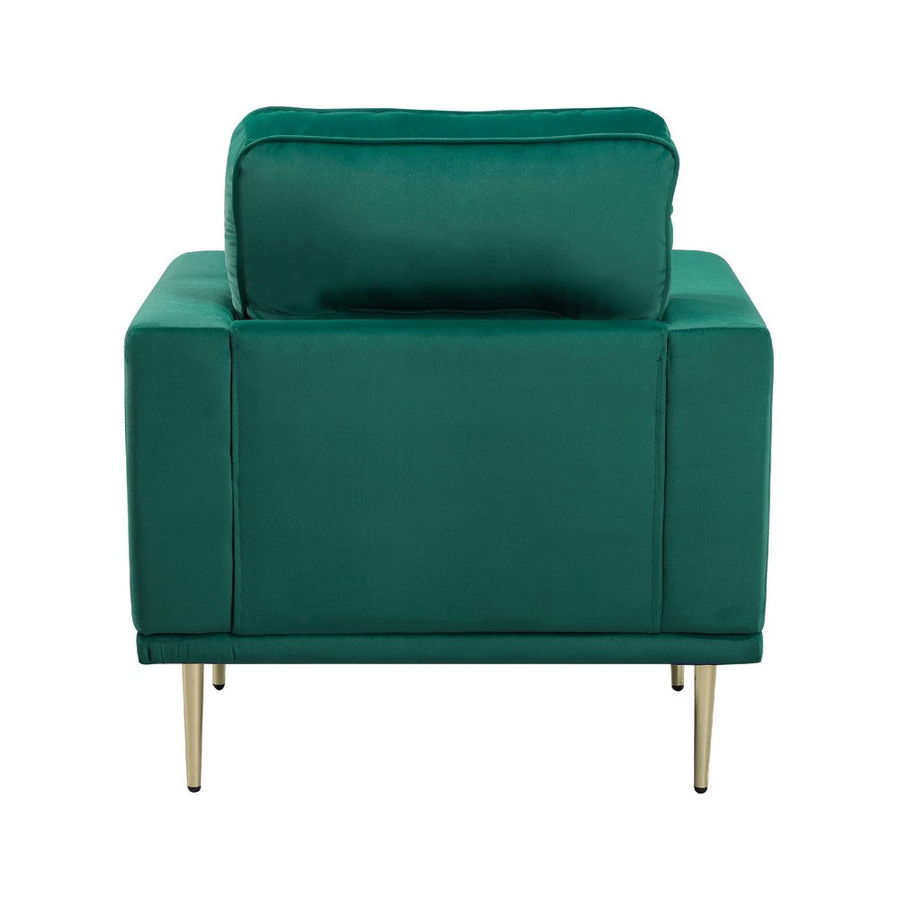 Voxo Chair, Green Velvet Padded Seat, Sleek Gold Metal Legs, 34 Inch -BM336262
