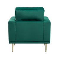 Voxo Chair, Green Velvet Padded Seat, Sleek Gold Metal Legs, 34 Inch -BM336262