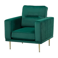 Voxo Chair, Green Velvet Padded Seat, Sleek Gold Metal Legs, 34 Inch -BM336262