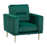 Voxo Chair, Green Velvet Padded Seat, Sleek Gold Metal Legs, 34 Inch -BM336262