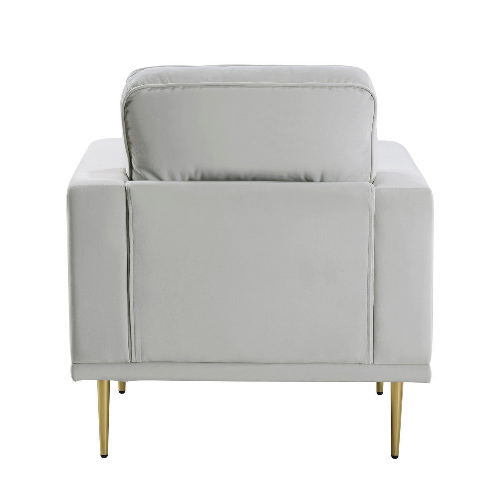 Voxo Chair, Gray Velvet Padded Seat, Sleek Gold Metal Legs, 34 Inch -BM336265