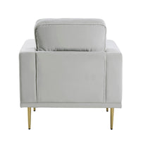Voxo Chair, Gray Velvet Padded Seat, Sleek Gold Metal Legs, 34 Inch -BM336265