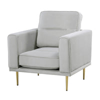 Voxo Chair, Gray Velvet Padded Seat, Sleek Gold Metal Legs, 34 Inch -BM336265