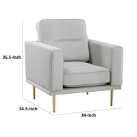 Voxo Chair, Gray Velvet Padded Seat, Sleek Gold Metal Legs, 34 Inch -BM336265