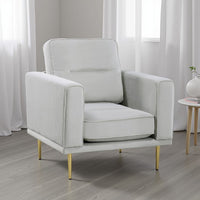 Voxo Chair, Gray Velvet Padded Seat, Sleek Gold Metal Legs, 34 Inch -BM336265
