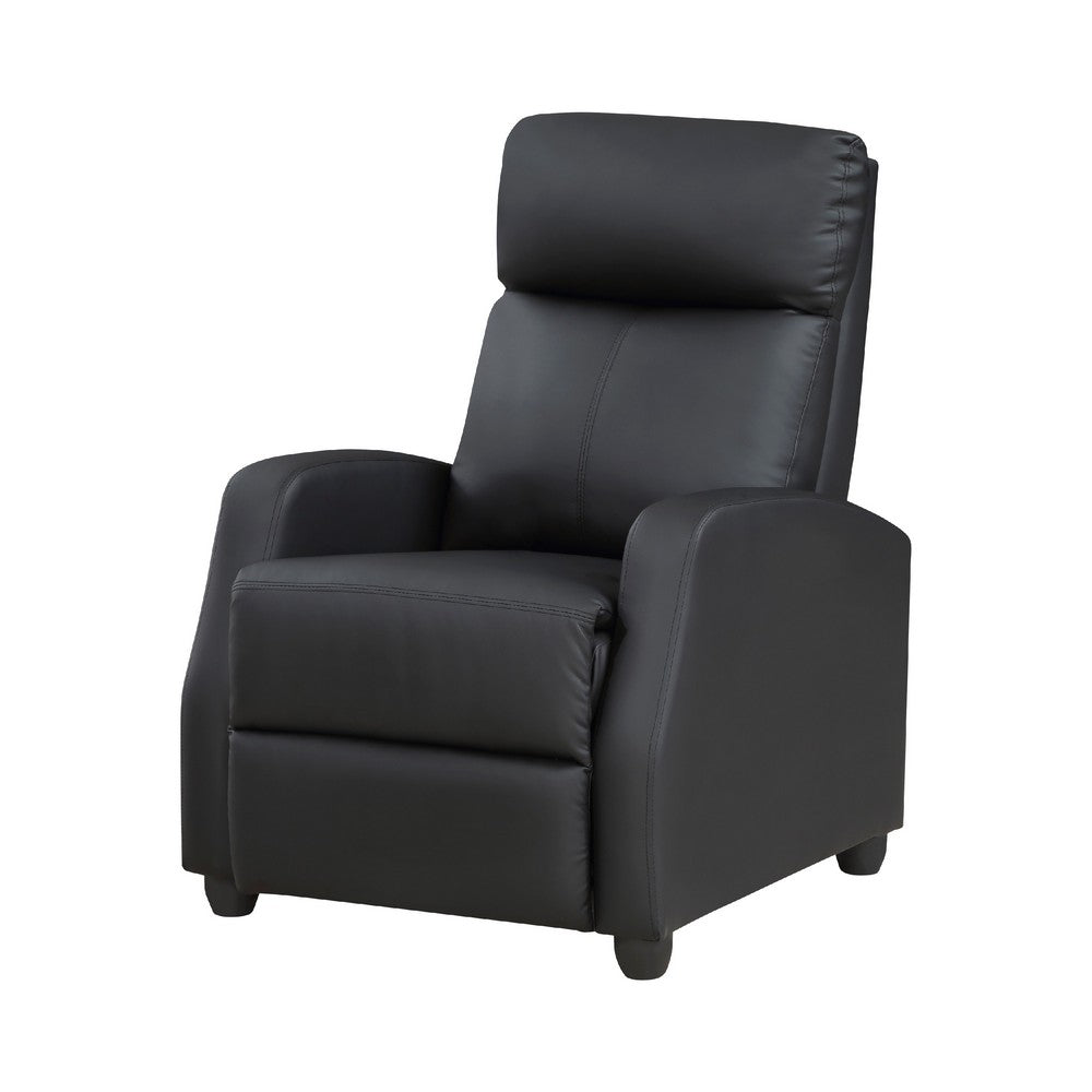 Recliner Chair, Manual Push Back, Black Faux Leather, 27 Inch -BM336268