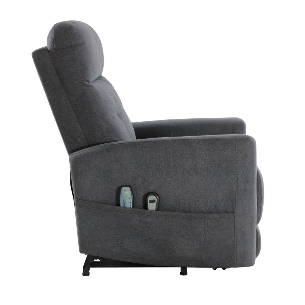 Woxo Power Lift Recliner Chair with Heat, Massage, Gray Microfiber -BM336270