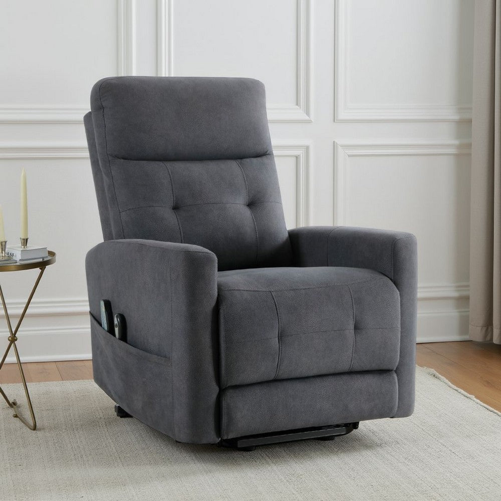 Woxo Power Lift Recliner Chair with Heat, Massage, Gray Microfiber -BM336270