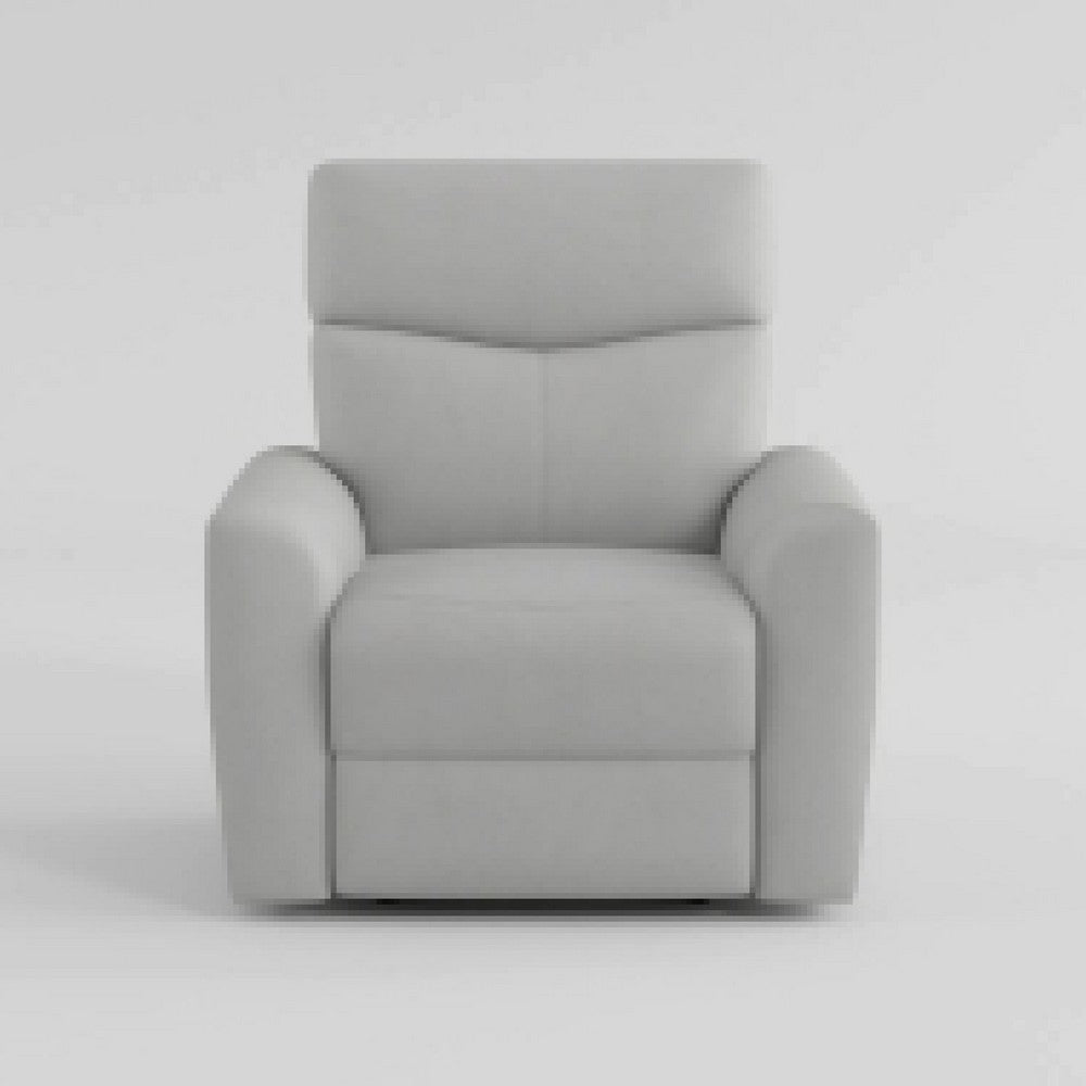 Manual Recliner Chair, 38 Inch, Gray Polyester Padded Seat, Pull Tab -BM336271