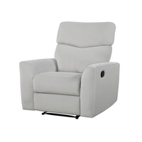 Manual Recliner Chair, 38 Inch, Gray Polyester Padded Seat, Pull Tab -BM336271