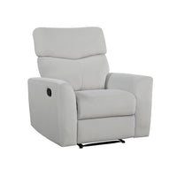 Manual Recliner Chair, 38 Inch, Gray Polyester Padded Seat, Pull Tab -BM336271