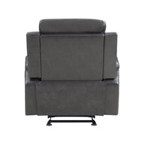 Jolo Manual Recliner Chair w Cupholders, 36 Inch, Gray Faux Leather -BM336272