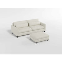 Bior Accent Ottoman, Ivory Fabric Upholstery, Solid Wood Legs, 41 Inch -BM336276