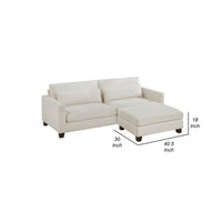 Bior Accent Ottoman, Ivory Fabric Upholstery, Solid Wood Legs, 41 Inch -BM336276