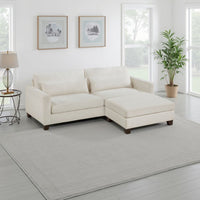 Bior Accent Ottoman, Ivory Fabric Upholstery, Solid Wood Legs, 41 Inch -BM336276
