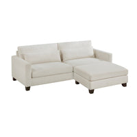 Bior Accent Ottoman, Ivory Fabric Upholstery, Solid Wood Legs, 41 Inch -BM336276