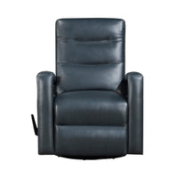 Kamo Manual Recliner Swivel Chair, 32 Inch, Navy Blue Faux Leather -BM336277