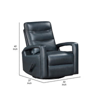 Kamo Manual Recliner Swivel Chair, 32 Inch, Navy Blue Faux Leather -BM336277