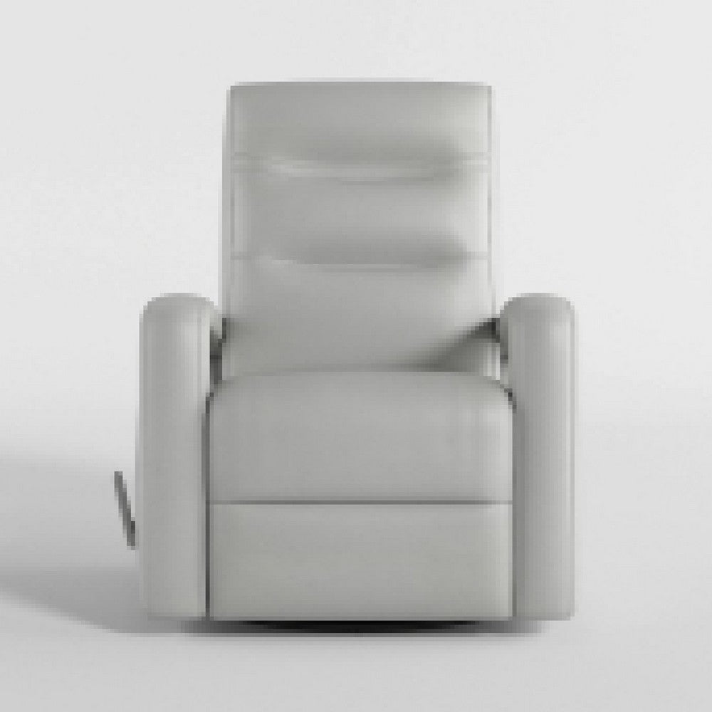 Kamo Manual Recliner Swivel Chair, 32 Inch, Smoke Gray Faux Leather -BM336278