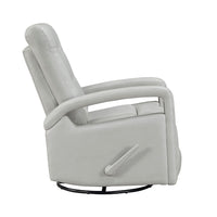 Kamo Manual Recliner Swivel Chair, 32 Inch, Smoke Gray Faux Leather -BM336278