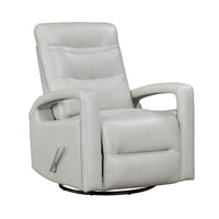 Kamo Manual Recliner Swivel Chair, 32 Inch, Smoke Gray Faux Leather -BM336278