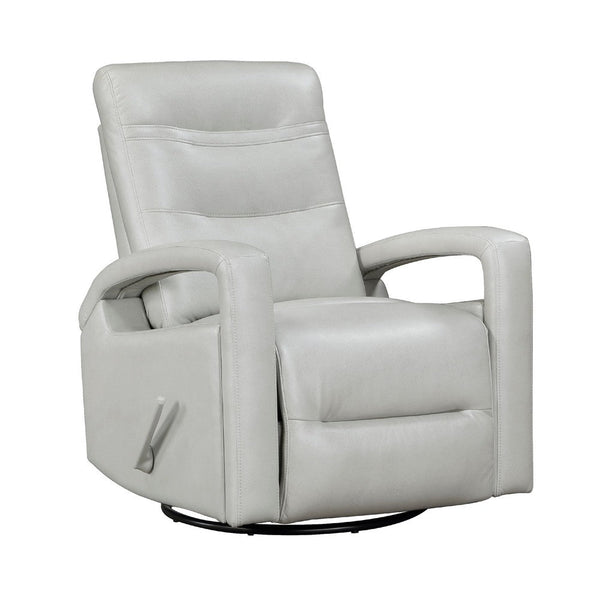 Kamo Manual Recliner Swivel Chair, 32 Inch, Smoke Gray Faux Leather -BM336278