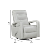 Kamo Manual Recliner Swivel Chair, 32 Inch, Smoke Gray Faux Leather -BM336278