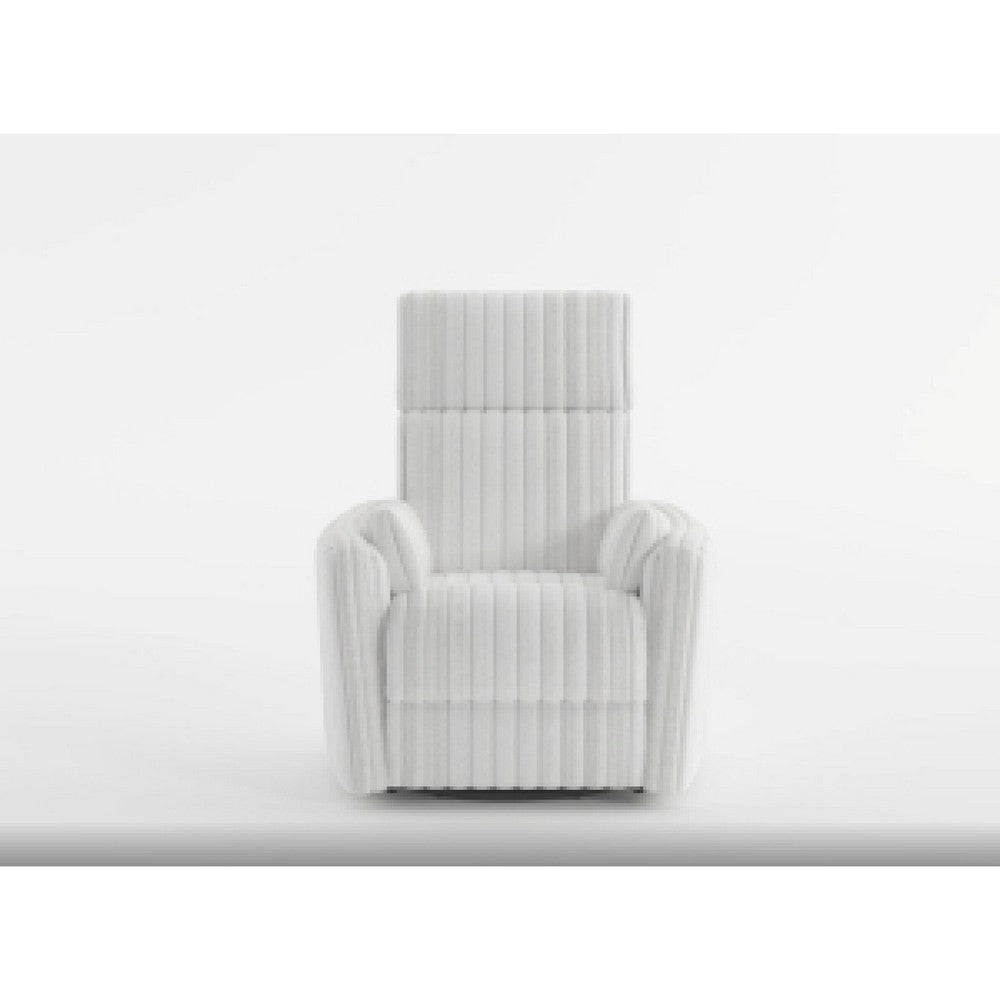 Swivel Manual Recliner Chair, 2 Pillows, White Corduroy, 39 Inch -BM336279