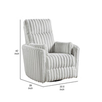 Swivel Manual Recliner Chair, 2 Pillows, White Corduroy, 39 Inch -BM336279