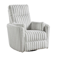 Swivel Manual Recliner Chair, 2 Pillows, White Corduroy, 39 Inch -BM336279