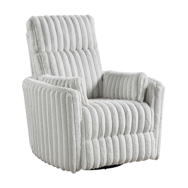 Swivel Manual Recliner Chair, 2 Pillows, White Corduroy, 39 Inch -BM336279
