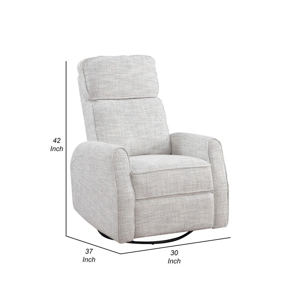 Leox Manual Recliner Chair, 30 Inch, Light Gray Boucle, 360 Swivel -BM336280