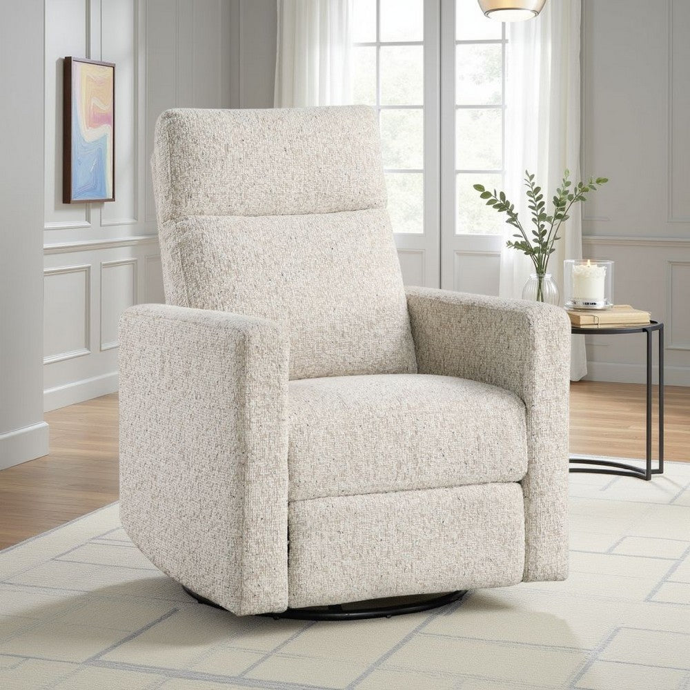 Leox Manual Recliner Chair, 30 Inch, Light Gray Boucle, 360 Swivel -BM336280