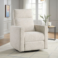 Leox Manual Recliner Chair, 30 Inch, Light Gray Boucle, 360 Swivel -BM336280