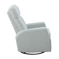 Leox Manual Recliner Chair, 30 Inch, Light Blue Boucle, 360 Swivel -BM336281