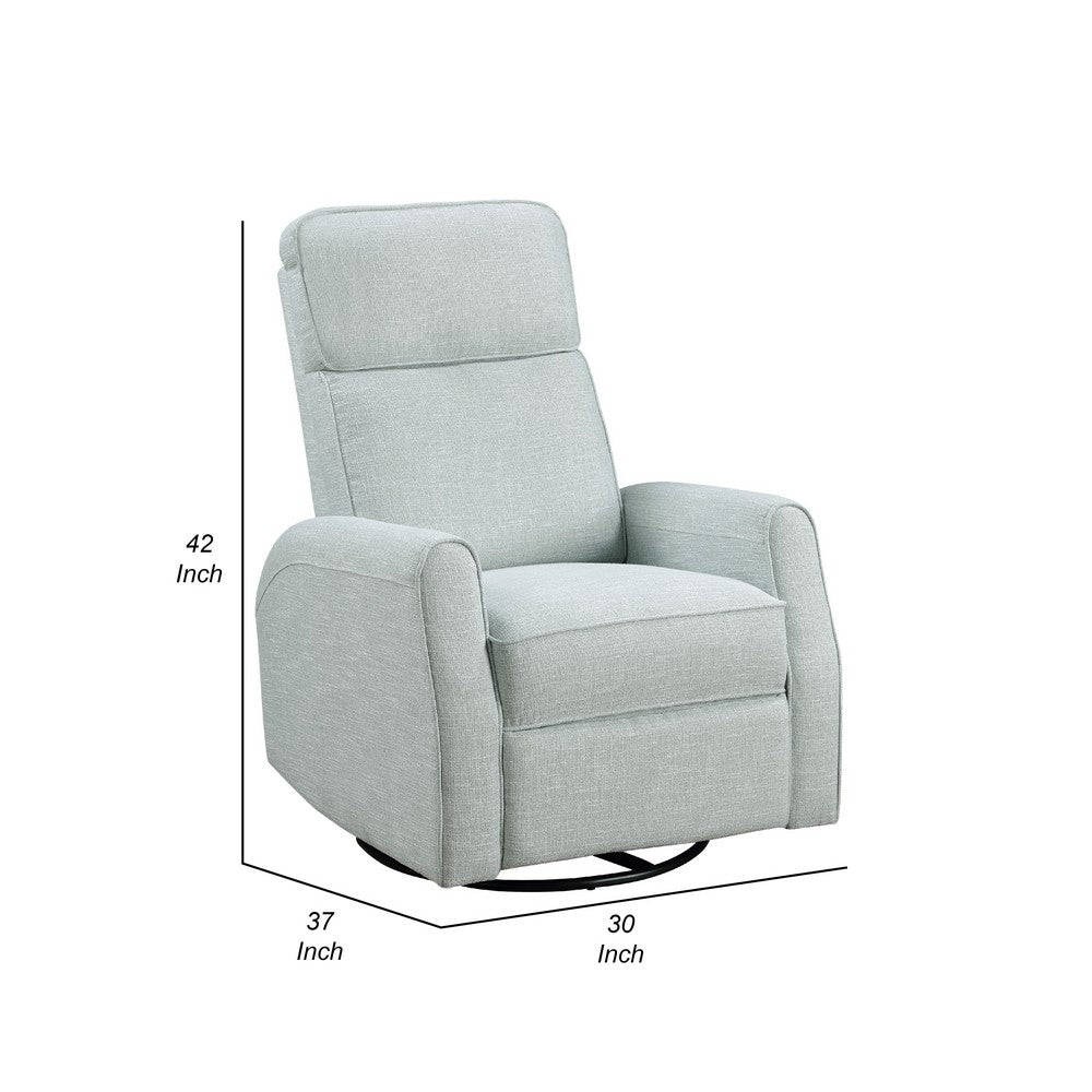 Leox Manual Recliner Chair, 30 Inch, Light Blue Boucle, 360 Swivel -BM336281