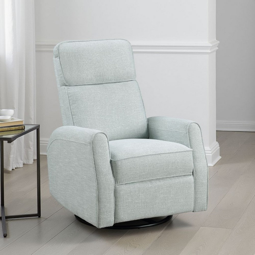 Leox Manual Recliner Chair, 30 Inch, Light Blue Boucle, 360 Swivel -BM336281