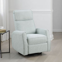 Leox Manual Recliner Chair, 30 Inch, Light Blue Boucle, 360 Swivel -BM336281