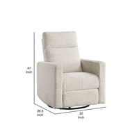 Yujo Recliner Chair, Manual, 30 Inch, Beige Chenille, 360 Swivel -BM336282