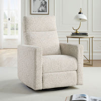 Yujo Recliner Chair, Manual, 30 Inch, Beige Chenille, 360 Swivel -BM336282