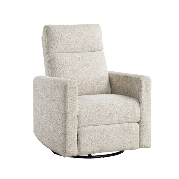 Yujo Recliner Chair, Manual, 30 Inch, Beige Chenille, 360 Swivel -BM336282