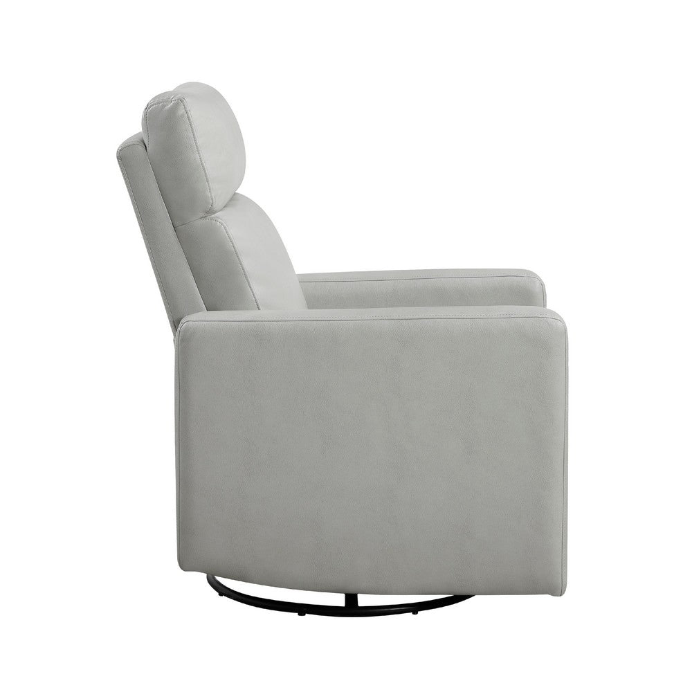 Yujo Recliner Chair, Manual, 30 Inch, Gray Faux Leather, 360 Swivel -BM336283